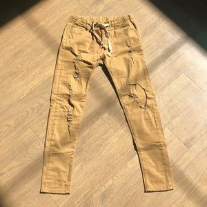 Tan Ripped Joggers